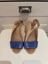 Massimo Dutti slingback heels Women Eu 38 Uk 5 Blue Leather Open Toe Great Cond