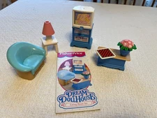 Fisher Price Dream Dollhouse Complete Living Room Set - all 6 Pieces EUC