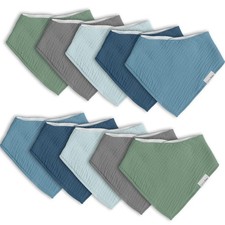 10PCS Muslin Baby Bandana Drool Bibs, 100 Cotton Soft For Infant Newborn