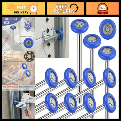 20 Pack 9'' Blue Nylon Garage Door Rollers, Quiet & Durable, High Load 6200ZZ Bea
