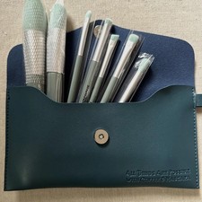 Makeup brush set with blue snap close wristlet NWT