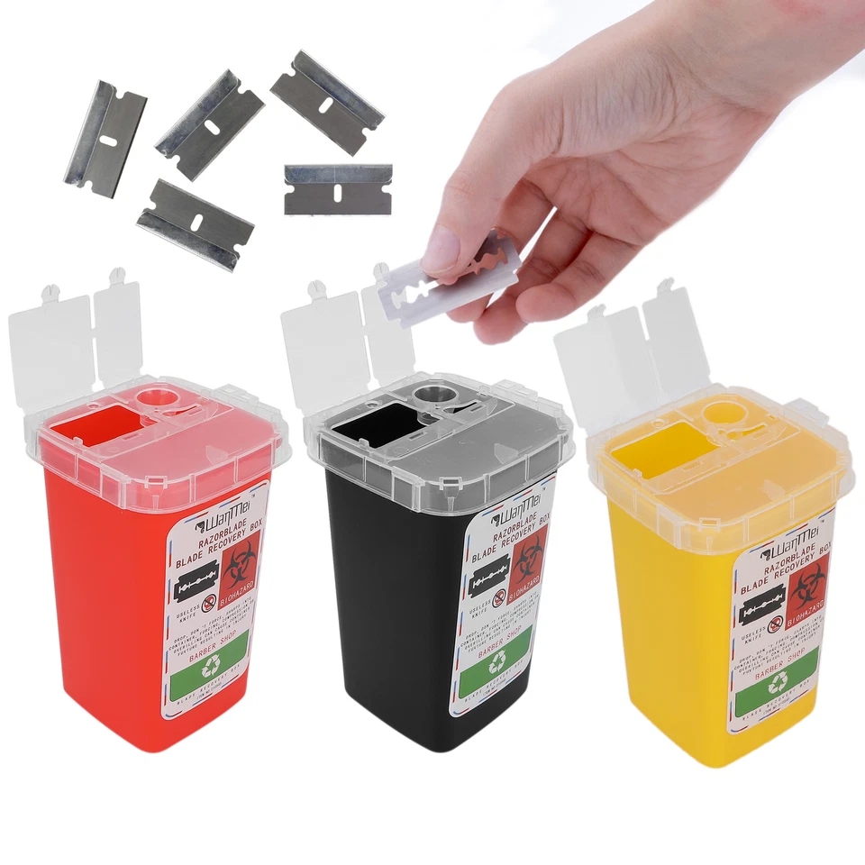 Razor Blade Disposal Container Dispenser Bin Case - Barbers Perfect Size