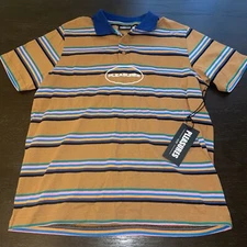 NWT PLEASURES NOW Striped Polo Shirt Men’s Size MEDIUM