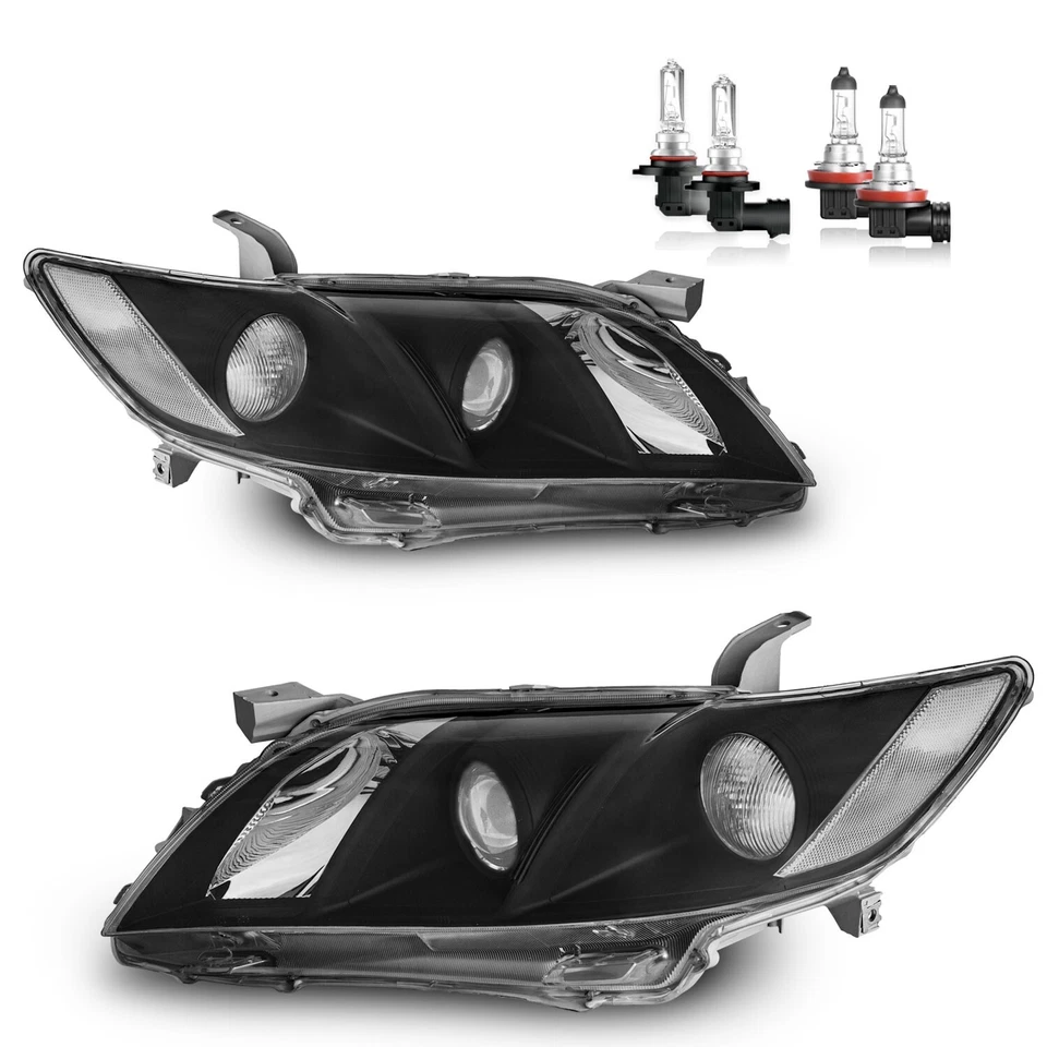 Pair Headlights For 2007 2008 2009 Toyota Camry Halogen Headlamps w/ Bulbs Foto 4 de 4