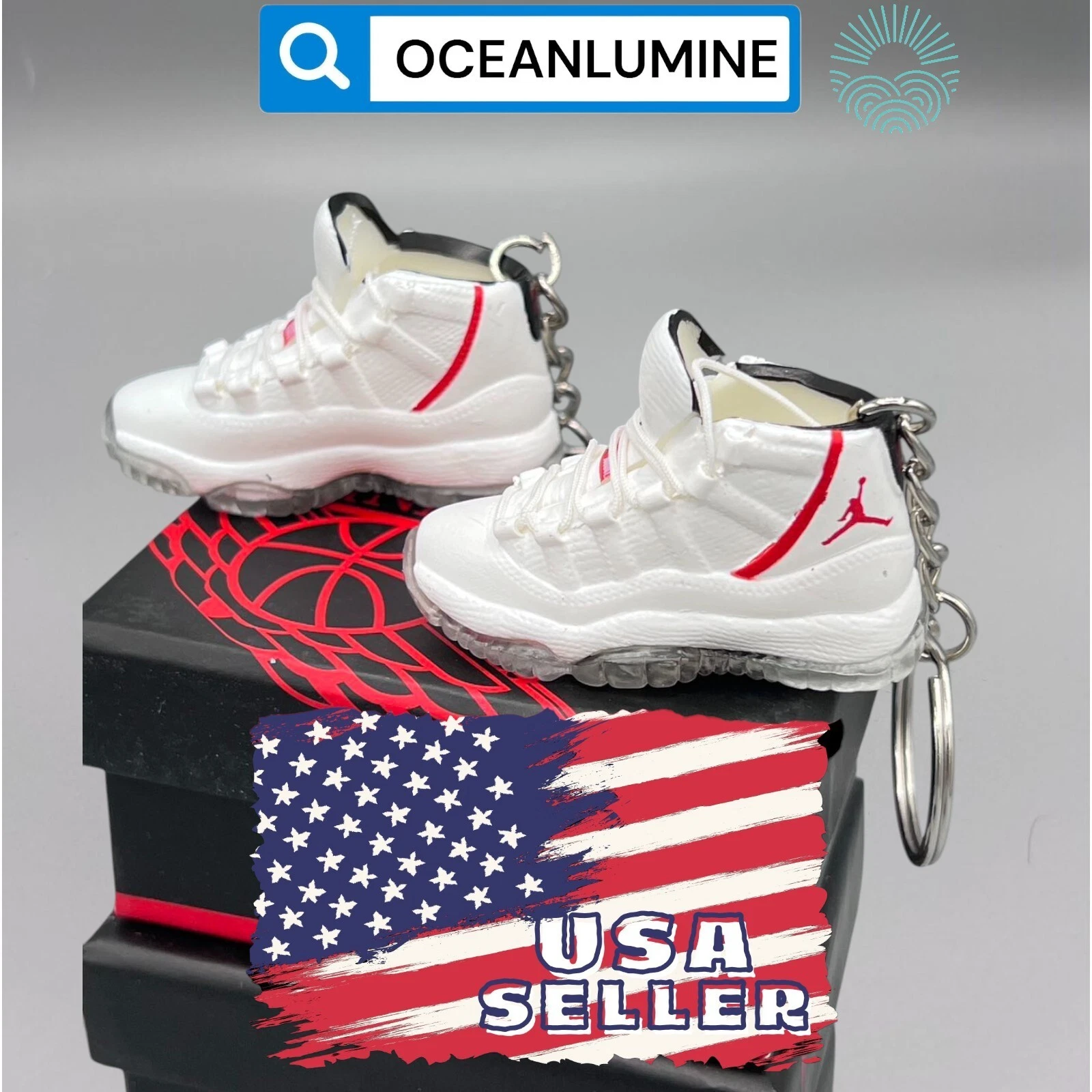Porte clés Jordan 3D Mini Sneaker de la meilleure qualité, boîte à chaussures, boîte d'affichage option