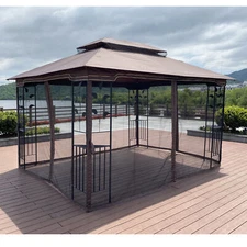 13x10 Outdoor Patio Gazebo Canopy Tent With Ventilated Double Roof And Mosquito