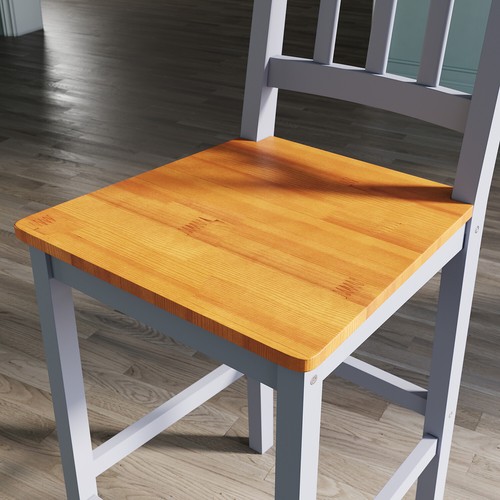 Bar Dining Table and 2 Chairs Set Breakfast Kitchen Bistro Solid Pine Wood Table - Picture 8 of 12