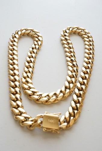 10 mm24inMen Cuban Miami Link Bracelet Chain Set 14k Gold Plated Stainless Steel - Picture 5 of 10
