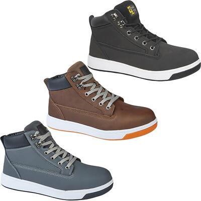 Mens Safety Trainers Ankle Boots Hi Top Leather S1 SRC Work Steel