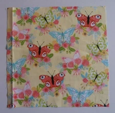 Layout 2 - Fabric Cotton Butterflies on Yellow - 1 Square of 10 1/4" x 10 1/4"  