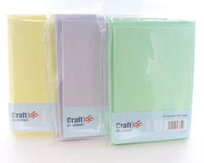CRAFT UKLIMITED Craft UK 5 Packs of 10 (50) Blank C6 Cards and Envelopes Pastel Colours Crafting