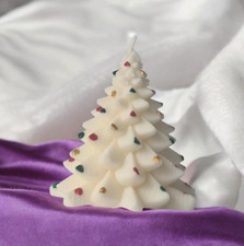 Handmade Christmas Tree Shaped Candle–Model 7-White Multicoloured Spots Gifts
