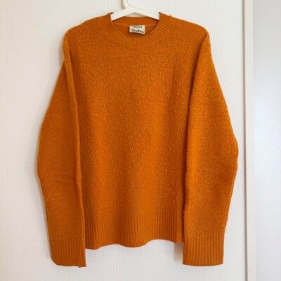 Acne Studios Pilling Knit Sweater Crew Neck color orange 100% Wool fashion  tops