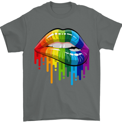 LGBT Bitten Rainbow Lip Gay Pride Day Mens T-Shirt 100% Cotton - Picture 51 of 104