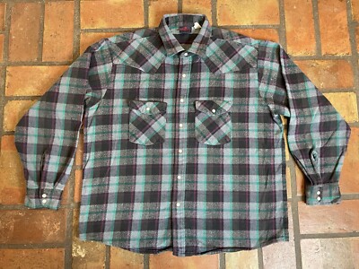 Vintage Dakota Western Shir Mens XL Pearl Snap Flannel Plaid Five Brother