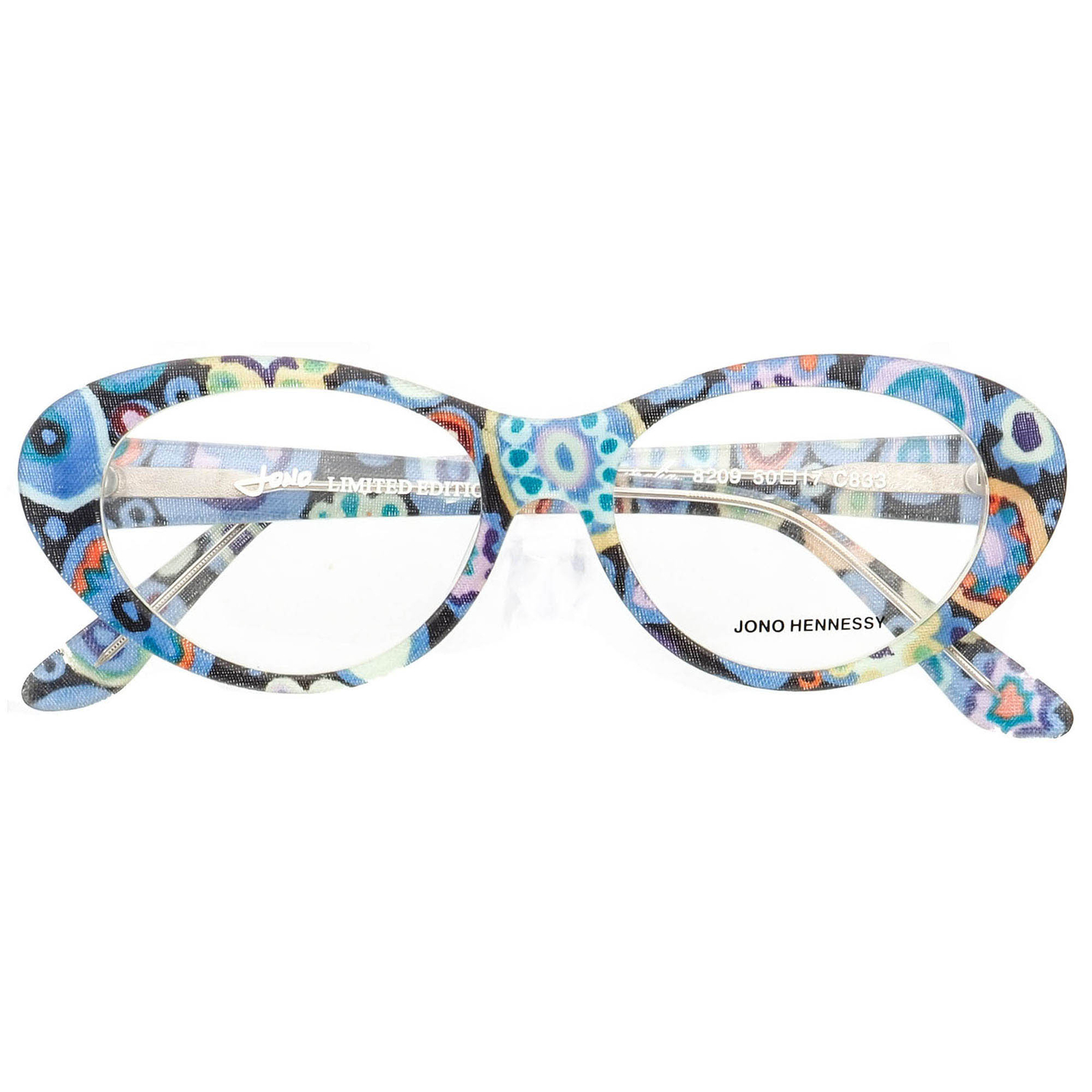 Jono Hennessy Eyeglasses 8209 C833 Limited Edition Blue Art Cat Eye 50[]17 135