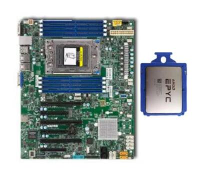 AMD EPYC 7401p 24c/48t 2.8Ghz CPU 170w + Supermicro H11SSL-C Mainboard