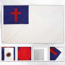 Embroidered Christian Flag 3x5ft Red Embroidered Cross Christian Flag
