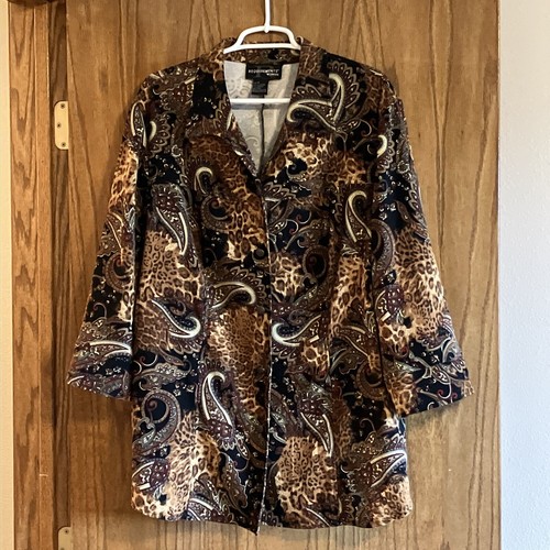 Requirements Woman 1X Button Down Shirt Suede Like Fabric With Shirt Tail Hem