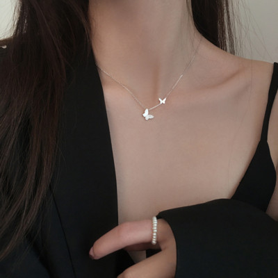 New 925 Sterling Silver Necklace For Women Diamond Butterfly Pendent OChain Gift
