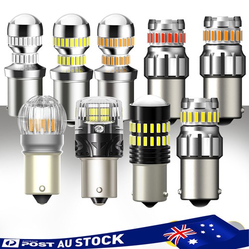 2X AUXITO BA15S 1156 LED TURN SIGNAL INDICATOR CANBUS BULB GLOBE WHITE AMBER RED - Picture 12 of 70