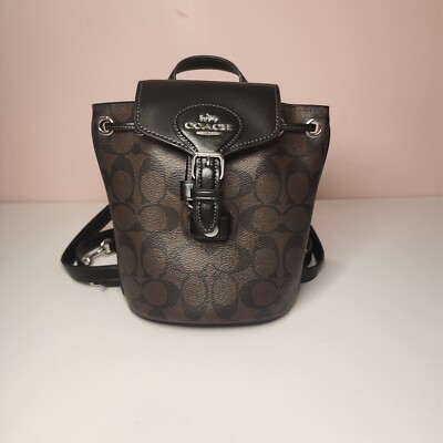 NWT Coach CL458 Amelia Backpack Signature Canvas & Leather Brown