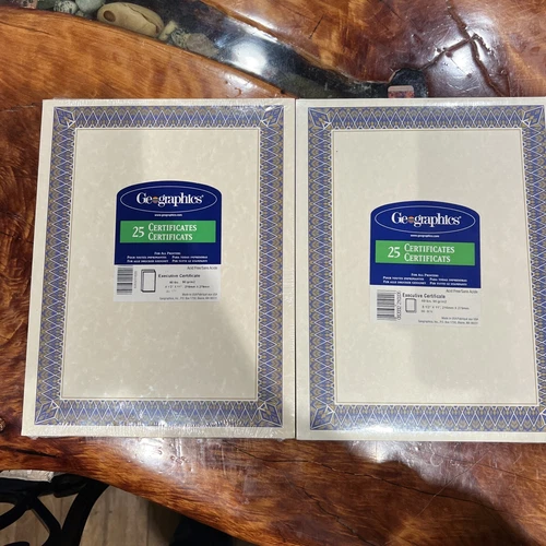 2 Packs Of NEW Geographics 25 Certificates, 8.5" x 11", Executive 50 Certificate