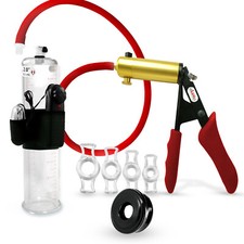 LeLuv ULTIMA Premium Vibrating Penis Pump Silicone Grip  Hose  4 Rings  Seal