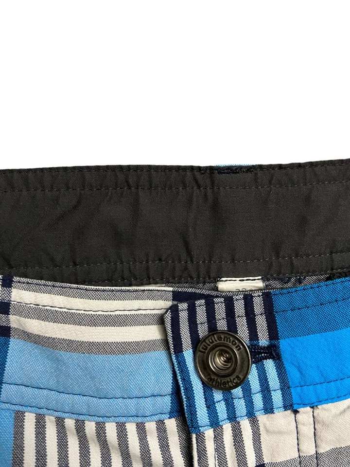 Шорты-бермуды Lululemon Athletica в клетку размер 32 синие серые 11 дюймов эластичные опрятные - Изображение 3 из 4