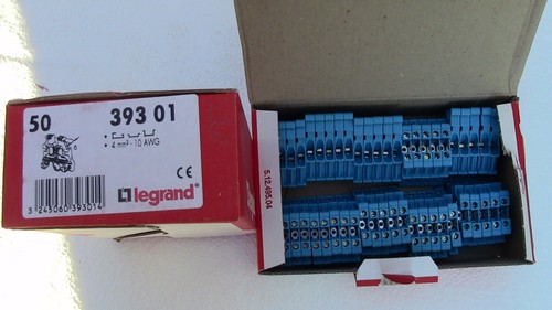 50 Bloc de Jonction 4mm²  500V   NEUTRE -  Bleu  LEGRAND 393 01 ,  39301 - Picture 1 of 3