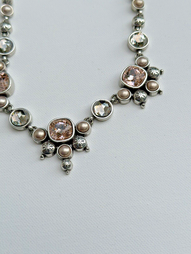 Brighton Selene rosa Swarovski Kristall Kunstperlen Halskette versilbert - Bild 3 von 5