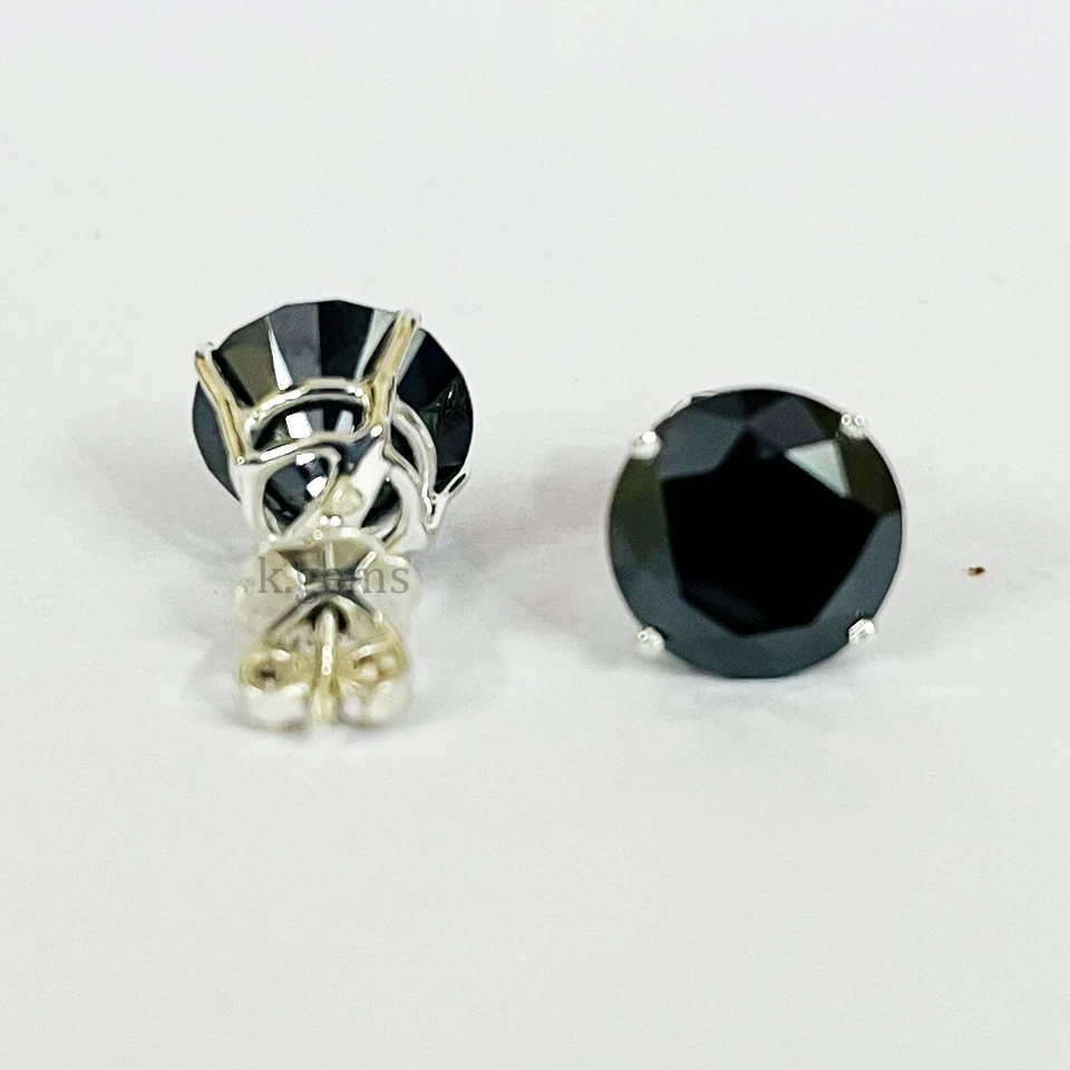 Aretes de diamantes negros de 5 quilates ¡Gran brillo certificados AAA! Regalo Aniversario Foto 3 de 4
