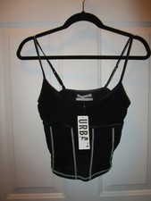 URBAN OUTFITTERS BLACK WITH WHITE SEAMS CAMI TANK TOP SIZE LARGE NEW