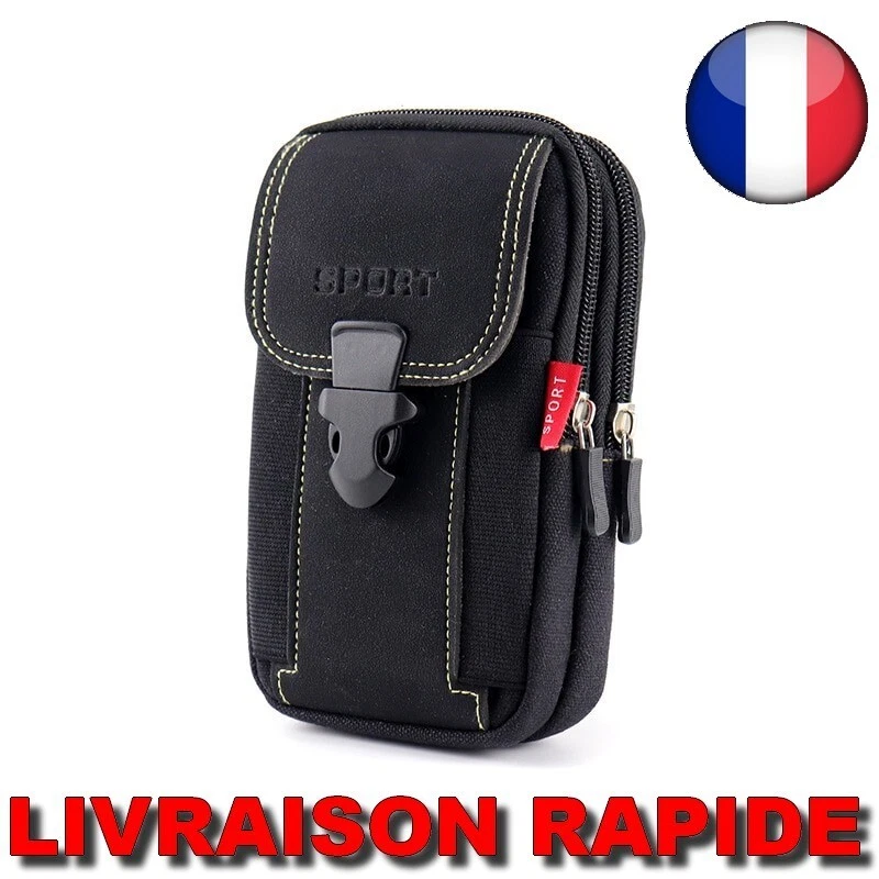 Sac Banane Cuir Multifonction Homme Téléphone Portable Sport Ceinture Sacoche - Photo 1/2