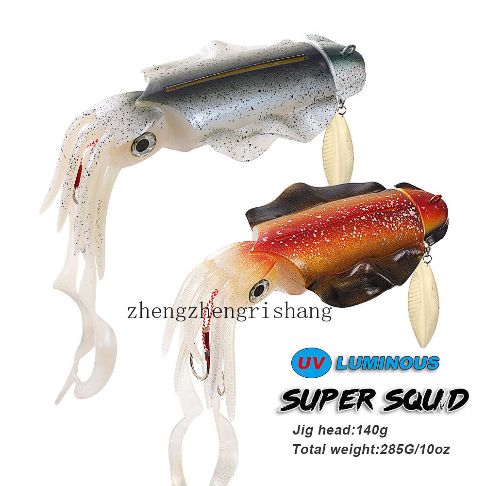FLADEN MAXXIMUS Jumbo Luminous Squid Rig 10/0 - Traina E Jigging Per Merluzzo, Ling E Conger