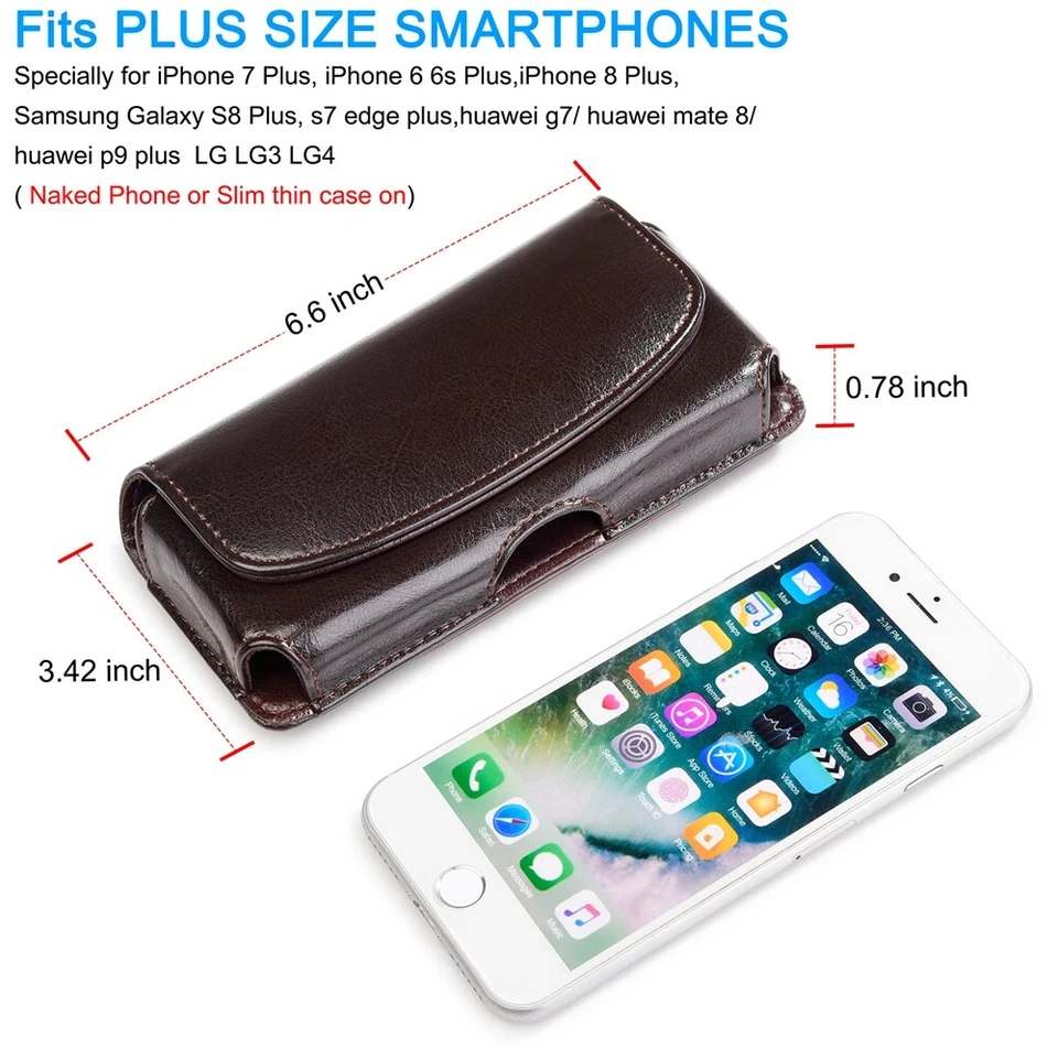 Genuine Leather Cellphone Belt Pouch Case Cover For iPhone 12 Pro Max Samsung - image 3 of 4