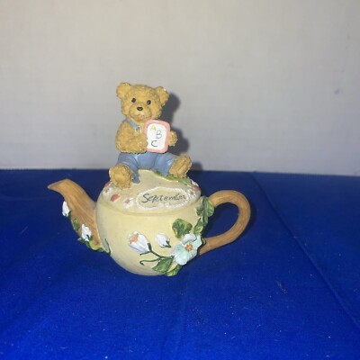 Trinket Box Bear Teapot *September* School ABC's Resin- Estate Find