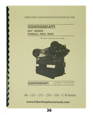 Cincinnati Hyd Press Brake 90-135-175-230-350 CB Series Op & Maint Manual #36 