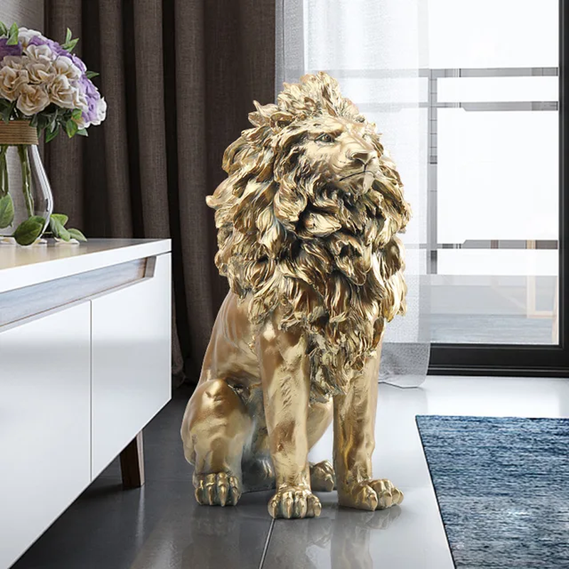 Modern Home Decor Golden Lion Statue Art Resin Sculpture Modern Home Decor Golden Lion Statue Art Resin Sculpture