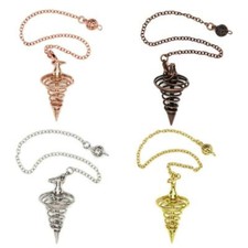 Reiki Healing Dowsing Pendulum Chain Spiral Coil Point Pendant for Divination
