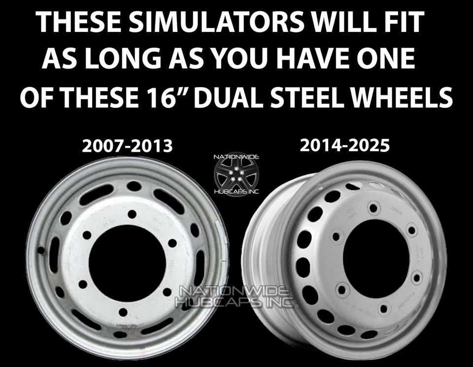 4 件装 Sprinter Van 2007 - 2024 黑色 16 英寸双轮模拟器双轮轮圈盖 — 第 2/4 张图片
