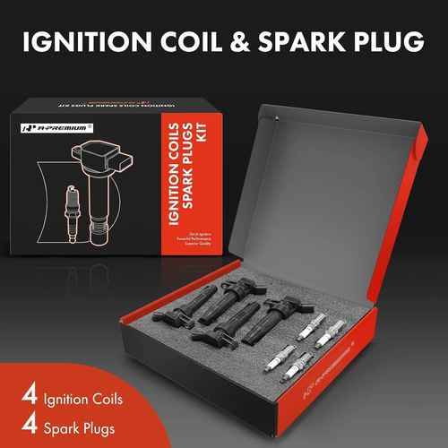 4 Ignition Coil Pack and Iridium Spark Plugs for Hyundai Sonata 2012-2014, Santa - Picture 2 of 8