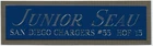 JUNIOR SEAU PATRIOTS NAMEPLATE AUTOGRAPHED Signed FOOTBALL-HELMET-PHOTO-JERSEY