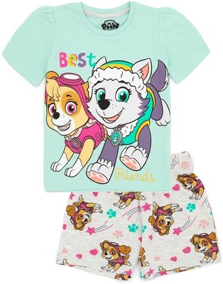 Paw Patrol Blau Skye & Everest Kurzärmeliges Pyjama-Set mit kurzem Bein Mädchen