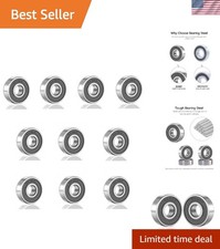 10 Pcs 608-2RS Ball Bearings - Double Sealed, Low Friction, Durable 8mm x 22mm