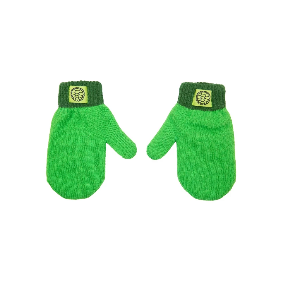 TMNT Toddler Boy's 2pc Green Printed Knit Cuffed Pom Beanie and Mittens Set - Image 4 of 4