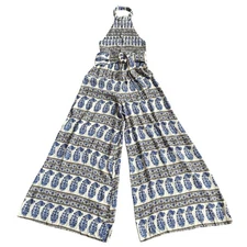 BOTEH Lazuli Shirred Halterneck Jumpsuit Size 1 US 4 Paisley Retro Bohemian 70s