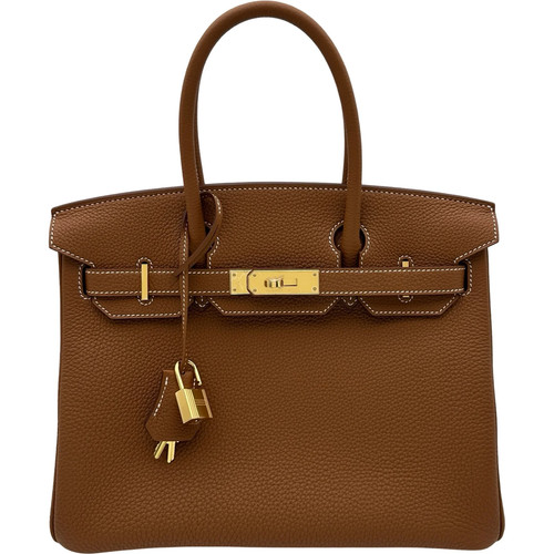 HERMES Birkin 30 Gold Handbag G Stamp #OKB5845
