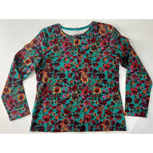 T-shirt girocollo Talbots floreale grande donna fiori manica lunga